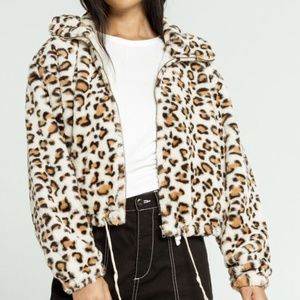 Victoria's Secret “Know One Cares” Leopard Faux Fur Zip Jacket NWT